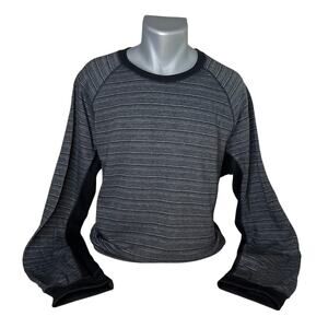 Marc Anthony Black and Gray Striped Men's Crewneck Pullover Sweater Size XL